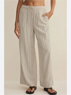 a new day Neutral Pinstripe Wide-Leg Drawstring Pants